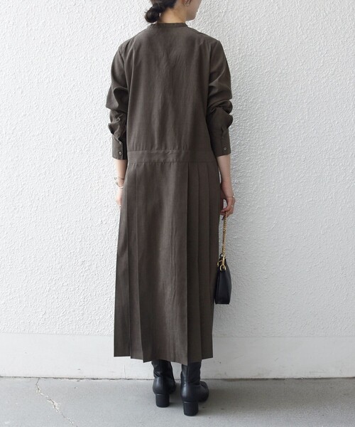 セール】SHIPS any:〈洗濯機可能〉ピーチスキン サイド プリーツ