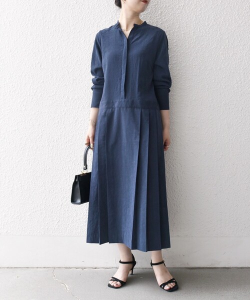 セール】SHIPS any:〈洗濯機可能〉ピーチスキン サイド プリーツ