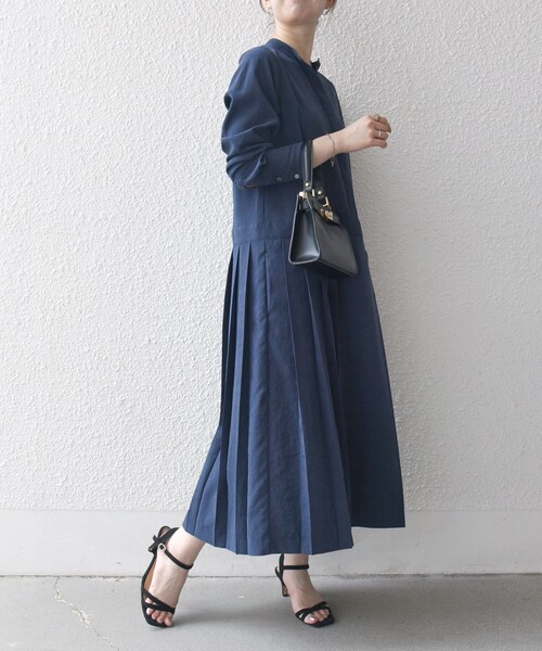 セール】SHIPS any:〈洗濯機可能〉ピーチスキン サイド プリーツ