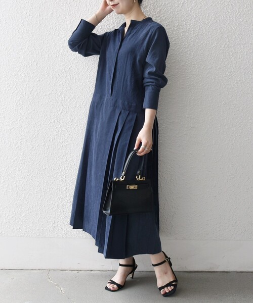 セール】SHIPS any:〈洗濯機可能〉ピーチスキン サイド プリーツ