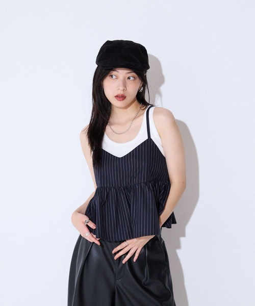 JEANASIS(ジーナシス)の「【SET UP対応】バックリボンギャザーキャミ/577307(その他トップス・レディース・ホワイト系その他/ネイビー系/ブラック・FREE)」の1枚目の写真