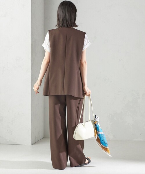 SHIPS（シップス）の「〈手洗い可能〉ハイカウント ダブルクロス オールインワン（つなぎ/オールインワン・レディース・ブラウン/ブラック・ONE SIZE）」の4枚目の写真