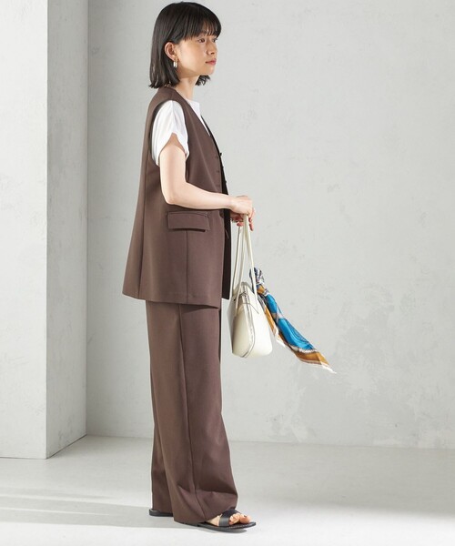 SHIPS（シップス）の「〈手洗い可能〉ハイカウント ダブルクロス オールインワン（つなぎ/オールインワン・レディース・ブラウン/ブラック・ONE SIZE）」の5枚目の写真