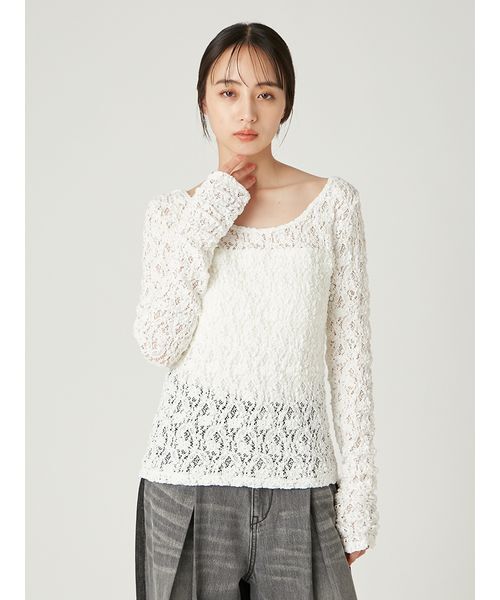 ⭐︎d.i.a.レース柄トップス⭐︎ セール】2wayスクエアネックレーストップス（Tシャツ/カットソー