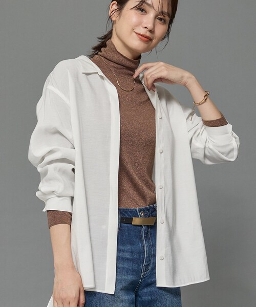 INDIVI（インディヴィ）の「【体型カバー／清涼感】シアーオーバーシャツ（シャツ/ブラウス・レディース・ホワイト/ピンク/グリーン/ダークグレー・15 /13/05/38/34）」の6枚目の写真