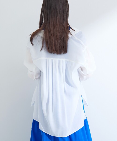 INDIVI（インディヴィ）の「【体型カバー／清涼感】シアーオーバーシャツ（シャツ/ブラウス・レディース・ホワイト/ピンク/グリーン/ダークグレー・15 /13/05/38/34）」の9枚目の写真