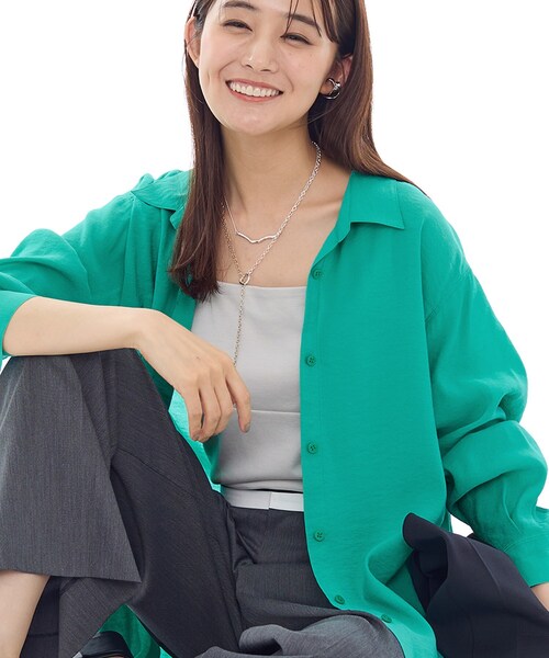 INDIVI（インディヴィ）の「【体型カバー／清涼感】シアーオーバーシャツ（シャツ/ブラウス・レディース・ホワイト/ピンク/グリーン/ダークグレー・15 /13/05/38/34）」の16枚目の写真