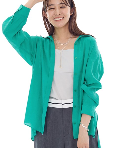 INDIVI（インディヴィ）の「【体型カバー／清涼感】シアーオーバーシャツ（シャツ/ブラウス・レディース・ホワイト/ピンク/グリーン/ダークグレー・15 /13/05/38/34）」の17枚目の写真
