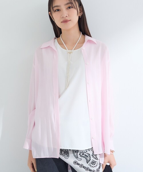 INDIVI（インディヴィ）の「【体型カバー／清涼感】シアーオーバーシャツ（シャツ/ブラウス・レディース・ホワイト/ピンク/グリーン/ダークグレー・15 /13/05/38/34）」の20枚目の写真