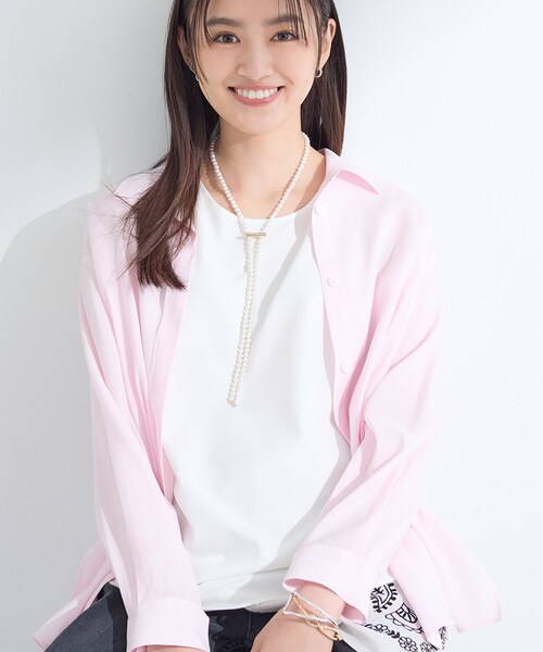 INDIVI(インディヴィ)の「【体型カバー/清涼感】シアーオーバーシャツ(シャツ/ブラウス・レディース・ホワイト/ピンク/グリーン/ダークグレー・15 /13/05/38/34)」の13枚目の写真