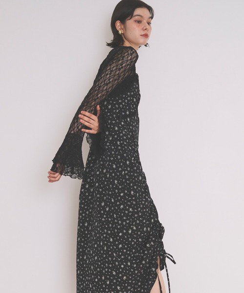 loin nuit（ロワンニュイ）の「flower lace cami onepiece / フラワーレースキャミワンピース（ワンピース・レディース・ブラック/ピンク・FREE）」の9枚目の写真