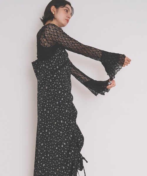 loin nuit（ロワンニュイ）の「flower lace cami onepiece / フラワーレースキャミワンピース（ワンピース・レディース・ブラック/ピンク・FREE）」の10枚目の写真
