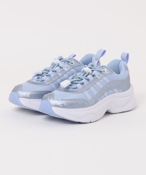 MAD FOOT（マッドフット）の「MADFOOT! マッドフット キッズ ドローコードボリュームソールスニーカー【幅広3E】厚底 子供靴 250020（スニーカー・キッズ・ピンク/シルバー/ブラック/サックスブルー・21.0cm/22.0cm/23.0cm/24.0cm/20.0cm）」の2枚目の写真