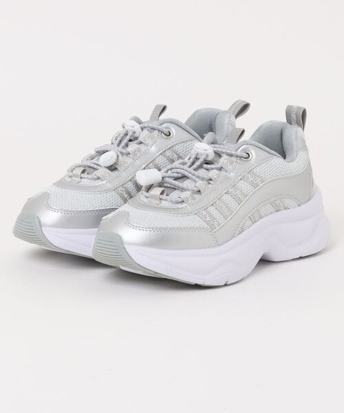 MAD FOOT（マッドフット）の「MADFOOT! マッドフット キッズ ドローコードボリュームソールスニーカー【幅広3E】厚底 子供靴 250020（スニーカー・キッズ・ピンク/シルバー/ブラック/サックスブルー・21.0cm/22.0cm/23.0cm/24.0cm/20.0cm）」の4枚目の写真