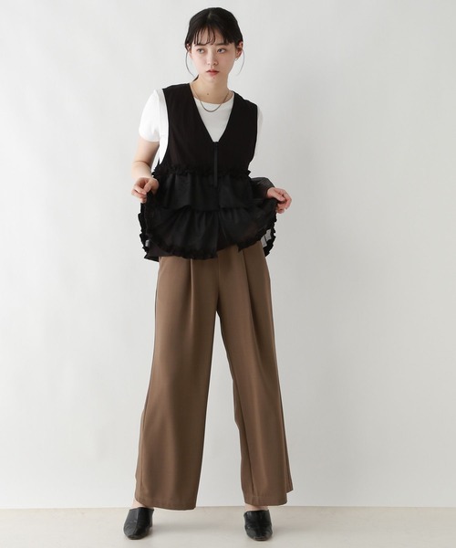 RAGEBLUE（レイジブルー）の「フロントジップ/異素材チュールフリルベスト（ベスト・レディース・ブラック/ホワイト/グリーン・FREE）」の14枚目の写真