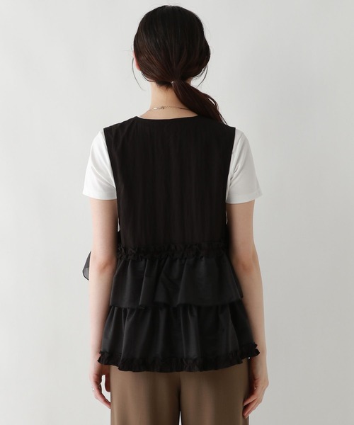 RAGEBLUE（レイジブルー）の「フロントジップ/異素材チュールフリルベスト（ベスト・レディース・ブラック/ホワイト/グリーン・FREE）」の22枚目の写真