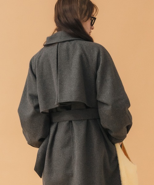 HEILIS(ヘイリス)の「アレンジカラーシングルロングCT / コート アウター ジャケット ロング丈 2WAY ベルト ブラウン ベージュ チャコールグレー グレー韓国 ノームコア オフィスカジュアル アウター 冬服(ステンカラーコート・レディース・ブラウン/チャコールグレー・FREE)」の12枚目の写真
