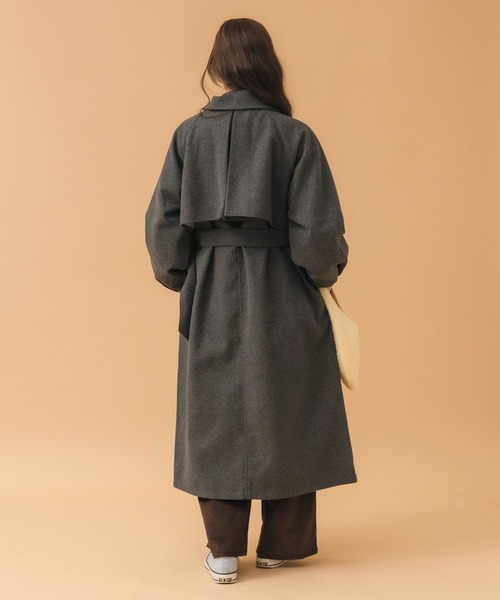 HEILIS(ヘイリス)の「アレンジカラーシングルロングCT / コート アウター ジャケット ロング丈 2WAY ベルト ブラウン ベージュ チャコールグレー グレー韓国 ノームコア オフィスカジュアル アウター 冬服(ステンカラーコート・レディース・ブラウン/チャコールグレー・FREE)」の15枚目の写真