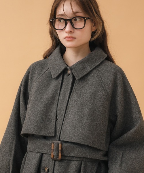 HEILIS(ヘイリス)の「アレンジカラーシングルロングCT / コート アウター ジャケット ロング丈 2WAY ベルト ブラウン ベージュ チャコールグレー グレー韓国 ノームコア オフィスカジュアル アウター 冬服(ステンカラーコート・レディース・ブラウン/チャコールグレー・FREE)」の17枚目の写真