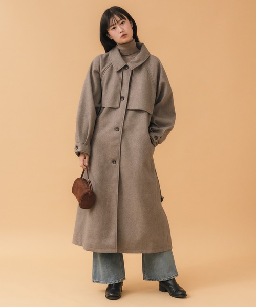 HEILIS(ヘイリス)の「アレンジカラーシングルロングCT / コート アウター ジャケット ロング丈 2WAY ベルト ブラウン ベージュ チャコールグレー グレー韓国 ノームコア オフィスカジュアル アウター 冬服(ステンカラーコート・レディース・ブラウン/チャコールグレー・FREE)」の21枚目の写真