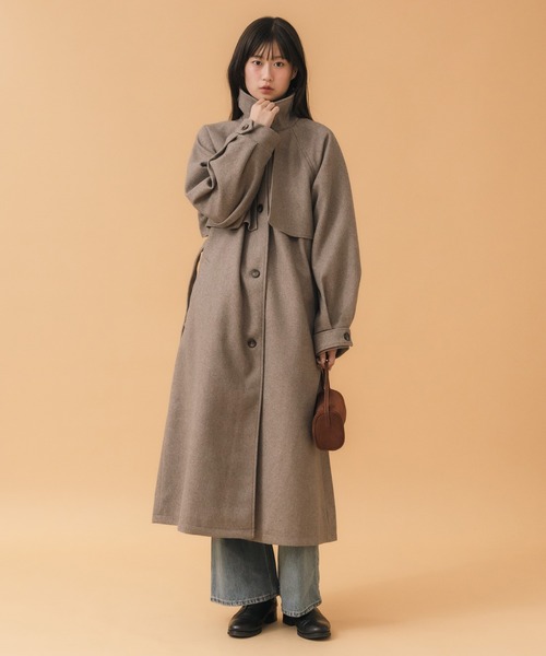 HEILIS(ヘイリス)の「アレンジカラーシングルロングCT / コート アウター ジャケット ロング丈 2WAY ベルト ブラウン ベージュ チャコールグレー グレー韓国 ノームコア オフィスカジュアル アウター 冬服(ステンカラーコート・レディース・ブラウン/チャコールグレー・FREE)」の22枚目の写真