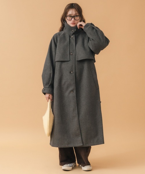 HEILIS(ヘイリス)の「アレンジカラーシングルロングCT / コート アウター ジャケット ロング丈 2WAY ベルト ブラウン ベージュ チャコールグレー グレー韓国 ノームコア オフィスカジュアル アウター 冬服(ステンカラーコート・レディース・ブラウン/チャコールグレー・FREE)」の4枚目の写真