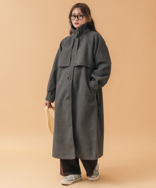 HEILIS(ヘイリス)の「アレンジカラーシングルロングCT / コート アウター ジャケット ロング丈 2WAY ベルト ブラウン ベージュ チャコールグレー グレー韓国 ノームコア オフィスカジュアル アウター 冬服(ステンカラーコート・レディース・ブラウン/チャコールグレー・FREE)」の5枚目の写真