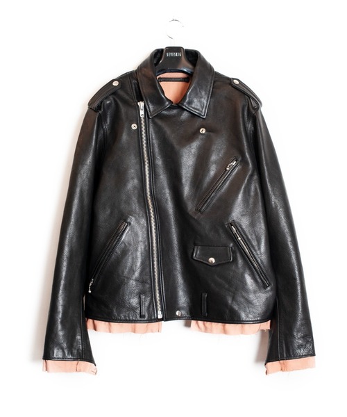 SEVESKIG（セヴシグ）の「SEVESKIG/セブシグ/DOUBLE RIDERS_LT-SV-NRS-1002（ライダースジャケット・メンズ・ブラック・SMALL/MEDIUM/LARGE/X-LARGE）」の2枚目の写真