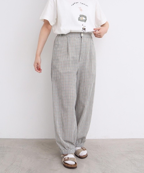 l'atelier du savon(アトリエドサボン)の「やさしいチェック 裾しぼりパンツ(その他パンツ・レディース・ベージュ・FREE)」の21枚目の写真