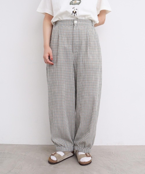 l'atelier du savon(アトリエドサボン)の「やさしいチェック 裾しぼりパンツ(その他パンツ・レディース・ベージュ・FREE)」の19枚目の写真