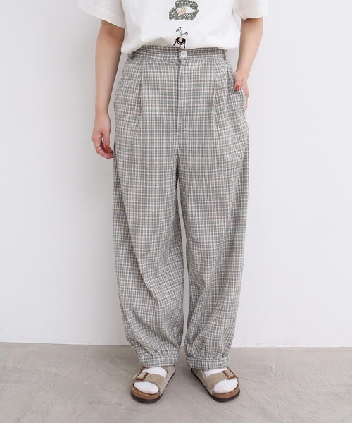 やさしいチェック 裾しぼりパンツ（その他パンツ）｜l'atelier du