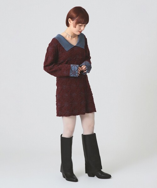 Ray BEAMS(レイビームス)の「【別注】YanYan / June Dress(ワンピース・レディース・ワイン・SMALL)」の3枚目の写真