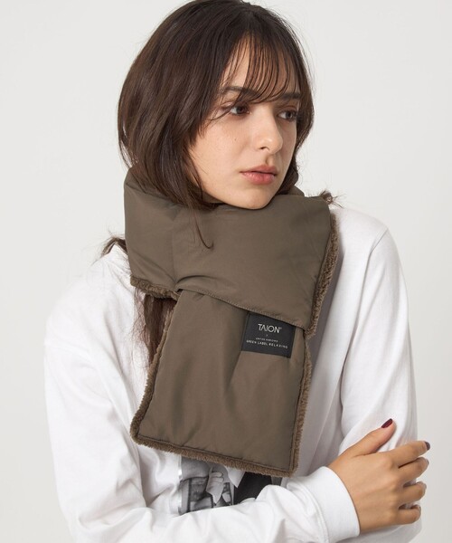 TAION（タイオン）の「【別注】＜TAION＞ダウンボア マフラー（マフラー・レディース・モカ/オフホワイト/ブラック・FREE）」の5枚目の写真