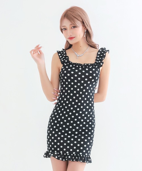 myMinette（マイミネット）の「[CLOSED] キャバドレス ミニ タイト 背中魅せ ノースリーブフリルシンプルデザインドレス（ドレス・レディース・ブラック/ブラック系/ネイビー/チェリーピンク/グレー/ホワイト系その他/ピンク/レッド/ホワイト・XXXX-LARGE/XXX-LARGE/XX-LARGE/X-LARGE/LARGE/MEDIUM/SMALL）」の5枚目の写真