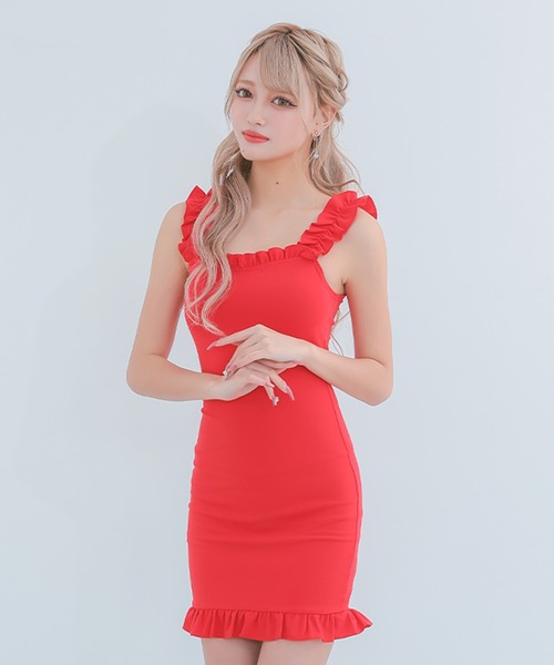 myMinette（マイミネット）の「[CLOSED] キャバドレス ミニ タイト 背中魅せ ノースリーブフリルシンプルデザインドレス（ドレス・レディース・ブラック/ブラック系/ネイビー/チェリーピンク/グレー/ホワイト系その他/ピンク/レッド/ホワイト・XXXX-LARGE/XXX-LARGE/XX-LARGE/X-LARGE/LARGE/MEDIUM/SMALL）」の9枚目の写真