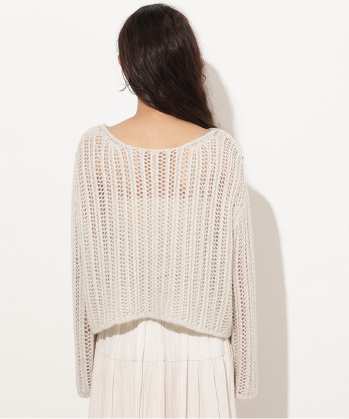 N.（N. Natural Beauty Basic）（エヌエヌナチュラルビューティーベーシック）の「クロップド透かし編みニット（ニット/セーター・レディース・ピンク/グレー/オフホワイト/パープル・MEDIUM）」の20枚目の写真