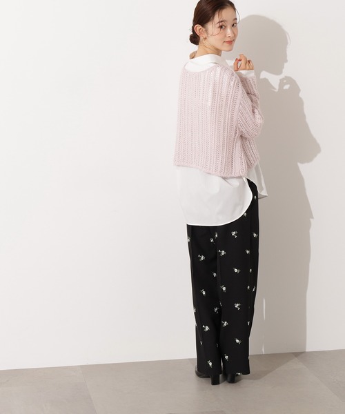 N.（N. Natural Beauty Basic）（エヌエヌナチュラルビューティーベーシック）の「クロップド透かし編みニット（ニット/セーター・レディース・ピンク/グレー/オフホワイト/パープル・MEDIUM）」の10枚目の写真