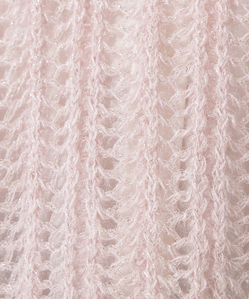N.（N. Natural Beauty Basic）（エヌエヌナチュラルビューティーベーシック）の「クロップド透かし編みニット（ニット/セーター・レディース・ピンク/グレー/オフホワイト/パープル・MEDIUM）」の8枚目の写真