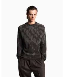 EMPORIO ARMANI グレー ブラック セーター 50 エンポリオアルマーニ EMPORIO ARMANI タグ付き 総柄 ニット