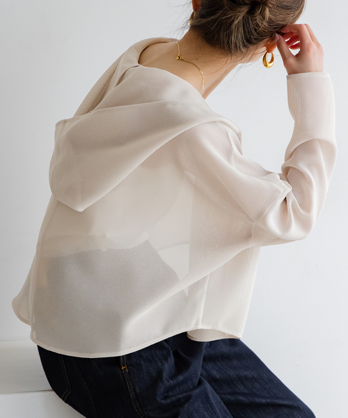 ノーブル　今季完売　ブリーズメッシュショートフードブラウス ブリーズメッシュショートフードブラウス（シャツ／ブラウス