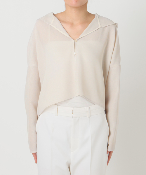 NOBLE ブリーズメッシュショートフードブラウス　ナチュラル ノーブル NOBLE 《追加予約》ブリーズメッシュショートフード