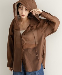 LOWRYS FARM | シアーフードシャツ  580082(シャツ/ブラウス)