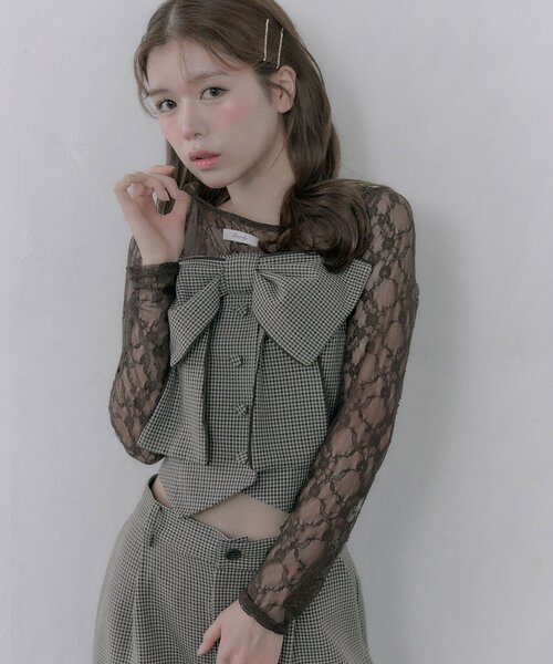 OLIVE des OLIVE(オリーブデオリーブ)の「ビッグリボンビスチェ(シャツ/ブラウス・レディース・ブラウン系その他/ブラック/グレー・FREE)」の9枚目の写真