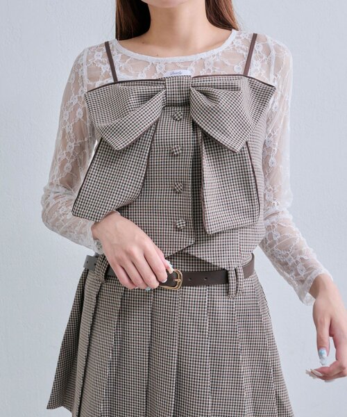 OLIVE des OLIVE(オリーブデオリーブ)の「ビッグリボンビスチェ(シャツ/ブラウス・レディース・ブラウン系その他/ブラック/グレー・FREE)」の14枚目の写真