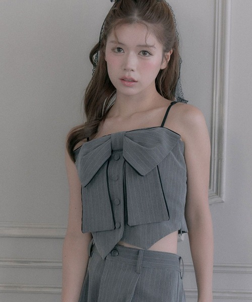 OLIVE des OLIVE(オリーブデオリーブ)の「ビッグリボンビスチェ(シャツ/ブラウス・レディース・ブラウン系その他/ブラック/グレー・FREE)」の3枚目の写真