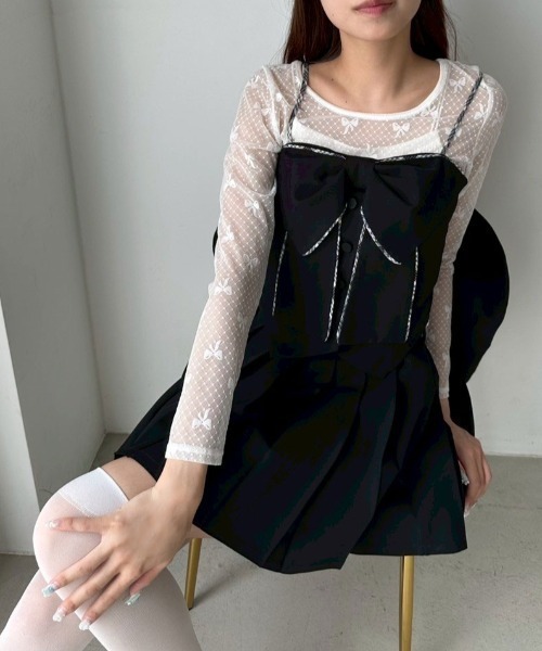 OLIVE des OLIVE(オリーブデオリーブ)の「ビッグリボンビスチェ(シャツ/ブラウス・レディース・ブラウン系その他/ブラック/グレー・FREE)」の2枚目の写真