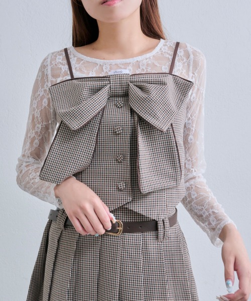 OLIVE des OLIVE(オリーブデオリーブ)の「ビッグリボンビスチェ(シャツ/ブラウス・レディース・ブラウン系その他/ブラック/グレー・FREE)」の5枚目の写真