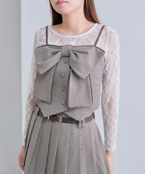 OLIVE des OLIVE(オリーブデオリーブ)の「ビッグリボンビスチェ(シャツ/ブラウス・レディース・ブラウン系その他/ブラック/グレー・FREE)」の6枚目の写真