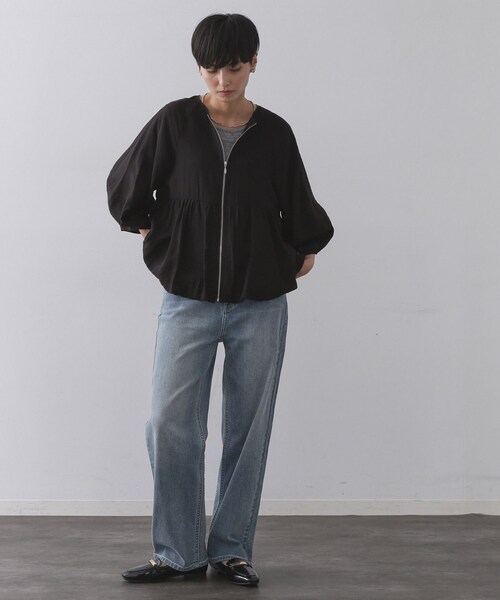 OPAQUE.CLIP(オペークドットクリップ)の「シアーバルーンペプラムブルゾン【洗える】(ブルゾン・レディース・ブラック/アイボリー/ダークブラウン・42/40/38)」の9枚目の写真