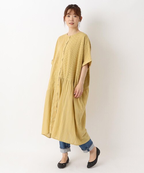 one'sterrace(ワンズテラス)の「総刺繍 切替2WAYワイドフレアワンピース(ワンピース・レディース・ブラック系8/アイボリー系8/ネイビー系5/イエロー系8・02)」の18枚目の写真